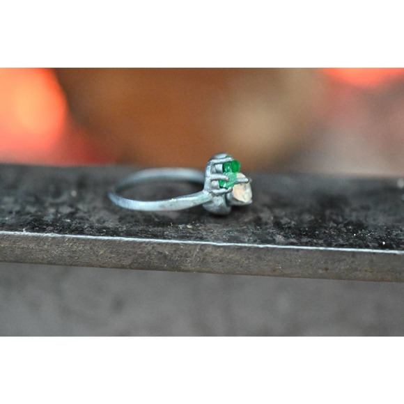 Unique Natural Raw Emerald Ring Raw Sapphire Engagement Ring Rough Emera… - Picture 2 of 4